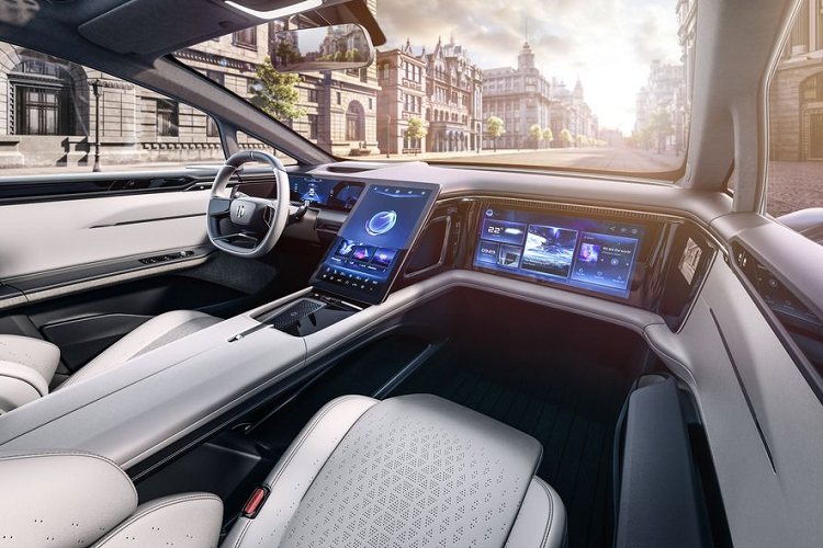 Khoang nội thất của Human Horizons HiPhi 1, hãng xe điện Human Horizons cho biết xe đạt mức tự hành cấp 3, sau nâng lên cấp 4 (cấp 4 chỉ sau cấp độ cuối cùng của xe tự hành 1 bậc).