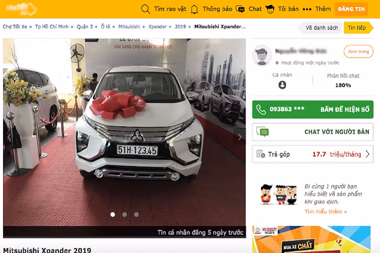 Mức giá Mitsubishi Xpander biển độc 51H – 123.45 - đang được chào bán này hiện ngang ngửa với một chiếc Mercedes-Benz C-Class facelift 2019 có giá bán từ 1,499 – 1,891 tỷ đồng (chưa lăn bánh), trong khi đó Mitsubishi Xpander có giá bán từ 550 – 620 triệu đồng.