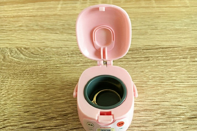 Và thật bất ngờ khi chiếc nồi cơm điện mini này lại vô tình trở thành một hũ đựng thức ăn rất hiệu quả cho thú cưng của cô, đó là một con chim sẻ.