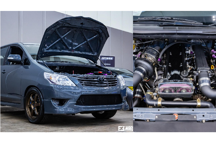 Sẽ ít ai nghĩ rằng một chiếc MPV thực dụng như Toyota Innova hay dùng để phục vụ cho gia đình hay chạy dịch vụ lại là phương tiện được dân chơi xe chọn để gác máy 2JZ có nguồn gốc từ xe thể thao Toyota Supra (A80).