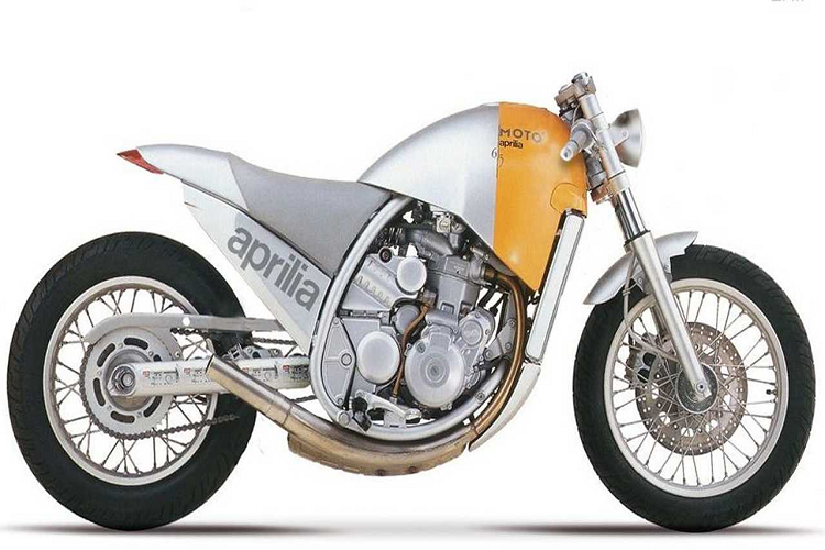 Starck Moto 6.5 - Đây là mẫu xe được tạo hình bởi nhà thiết kế danh tiếng người Pháp Philippe Starck, Aprilia Moto 6.5 là một ý tưởng mang tính tiểu thuyết nhưng nó không chạm tới được trái tim của dân chơi môtô. Bộ khung vểnh cùng hệ thống xả trông có vẻ ổn nhưng phần còn lại thì hơi lạc nhịp, nhất là phần ốp đuôi/yên xe.