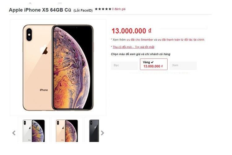 iPhone XS, XS Max mat Face ID chi 13 trieu tai Viet Nam