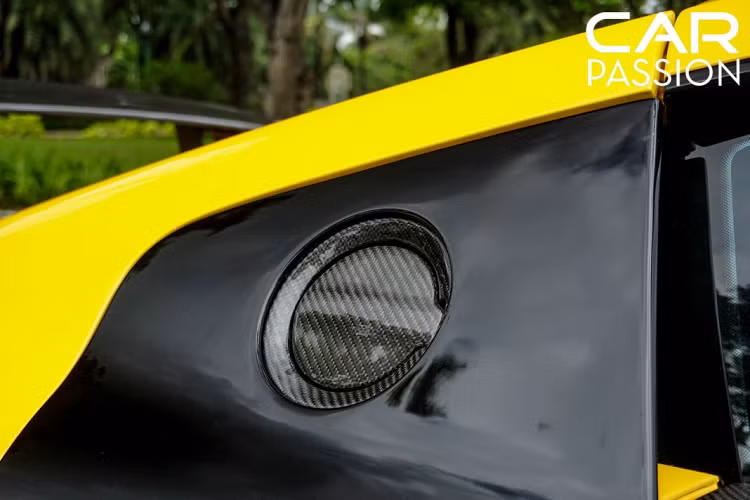 Các chi tiết như nắp bình xăng, tay nắm cửa, ốp gương chiếu hậu và các hốc gió đều được ốp hoặc thay thế bằng các chi tiết được làm từ sợi carbon hoàn toàn.