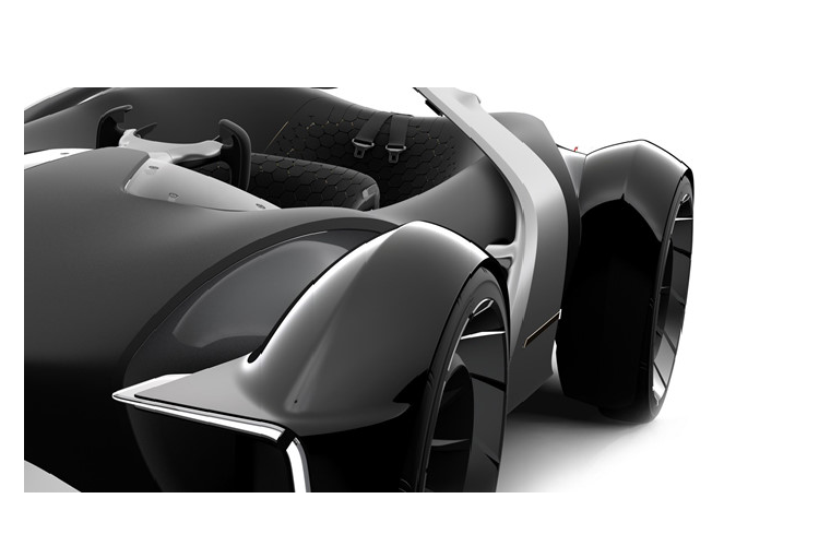 e-Racer được sơn hai tông màu, phần bánh xe tách biệt với thân xe. Concept xe thể thao tương lai của Toyota sử dụng hệ thống đèn LED với nhiều chi tiết trang trí dạng chữ C.