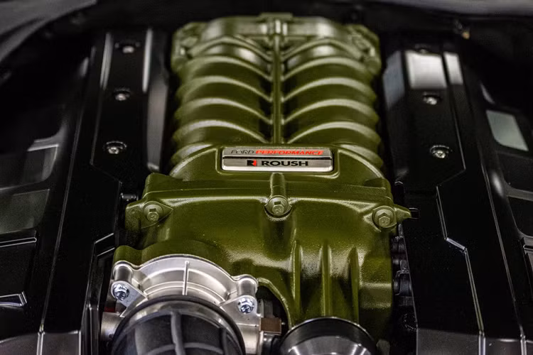 Là thành quả hợp tác giữa bộ phận hiệu suất cao Ford Performance và hãng độ Roush Performance, Mustang GT Old Crow được trang bị động cơ V8 5.0L kết hợp với bộ siêu nạp TVS R2650, sản sinh công suất 710 mã lực và mô-men xoắn 827 Nm.