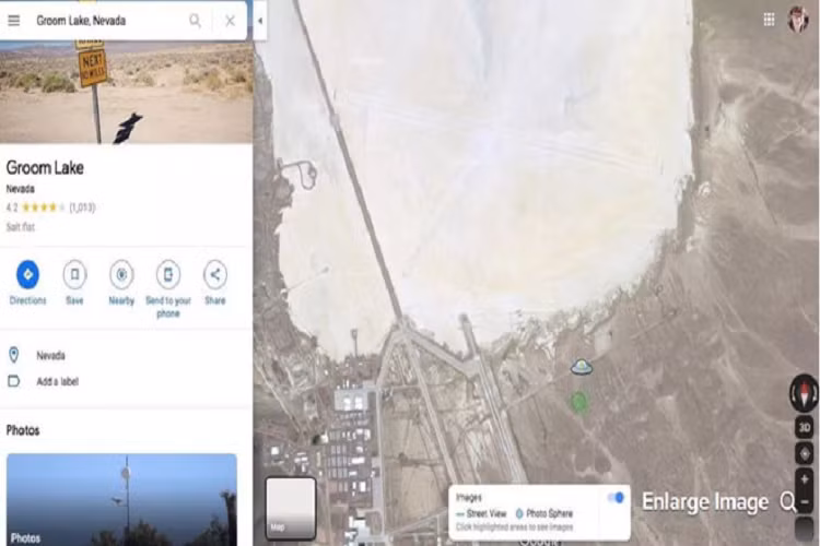 Dia bay xuat hien tren Google Maps, gan Area 51