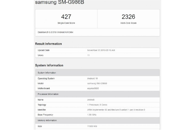 Galaxy S11 5G lo dien tren Geekbench cung cau hinh