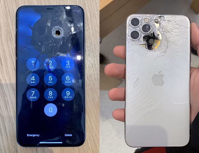 iPhone 11 Pro Max bi ban xuyen thung nhung van hoat dong