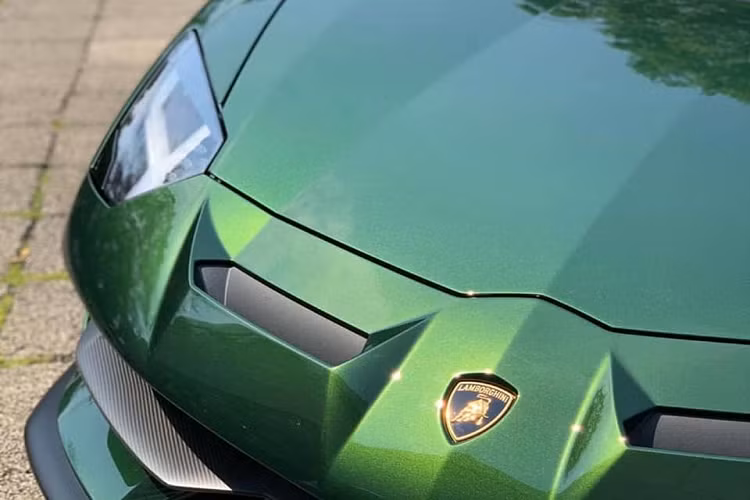 Kết hợp với màu sơn này bên ngoài là những chi tiết được làm bằng sợi carbon màu đen mờ như ốp hốc gió, hai miếng ốp hông, ốp cản trước/sau cùng cánh gió lớn và khoang động cơ.