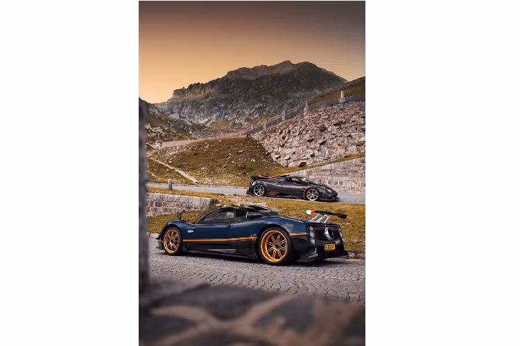 Hai mảng màu này được ngăn cách bởi đường viền màu vàng hoặc ba màu cờ Ý. Ngoài ra, chiếc xe còn sở hữu những chi tiết khí động học được vay mượn từ Zonda Cinque như hai ống gió trên vòm bánh sau, cánh gió và hốc gió trên mui xe.