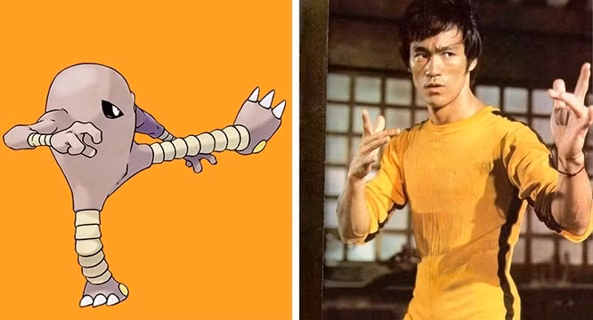 7. Tên của Hitmonchan và Hitmonlee trong Pokémon lấy ý tưởng từ những võ sư nổi tiếng: Bạn có biết rằng tên của Hitmonchan và Hitmonlee có ý tưởng từ võ sư kiêm diễn viên Jackie Chan (Thành Long) và Bruce Lee (Lý Tiểu Long) không? Những anh hùng của bộ phim hành động và phiêu lưu đã trở thành nguyên mẫu cho những nhân vật Pokémon này.