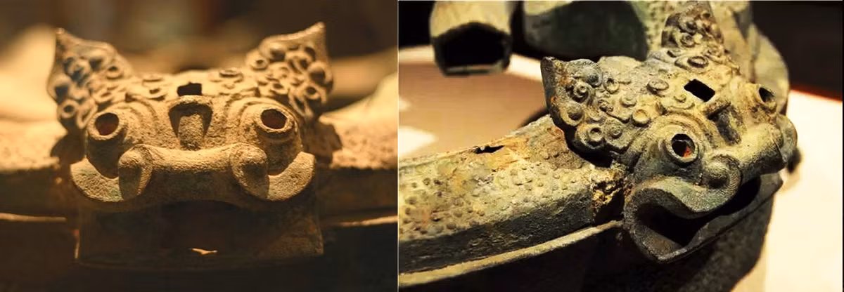 Chiếc đế trống này có kích thước lớn, chiều cao 29 cm và đường kính 80 cm, và được chế tác bằng phương pháp đúc sáp chảy, một phương pháp đã bị thất truyền.