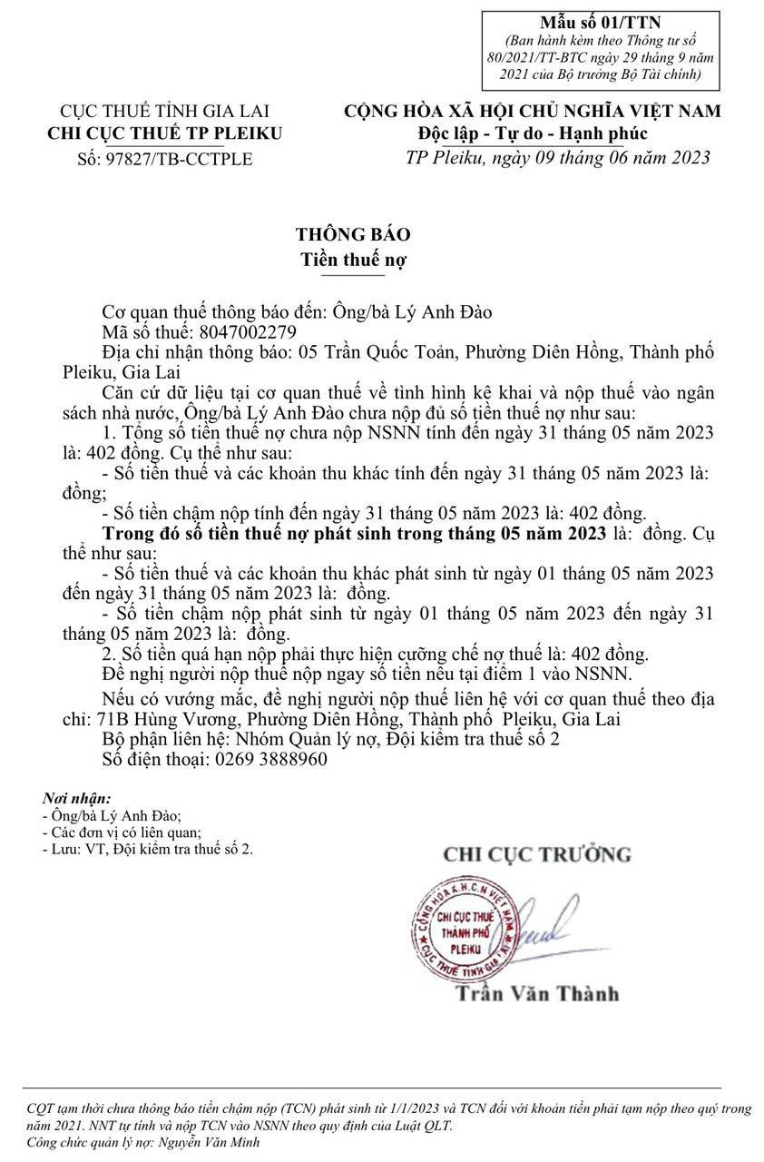 Gia Lai: Giam doc Ngan hang phan nan vi thong bao no thue 402 dong!-Hinh-2