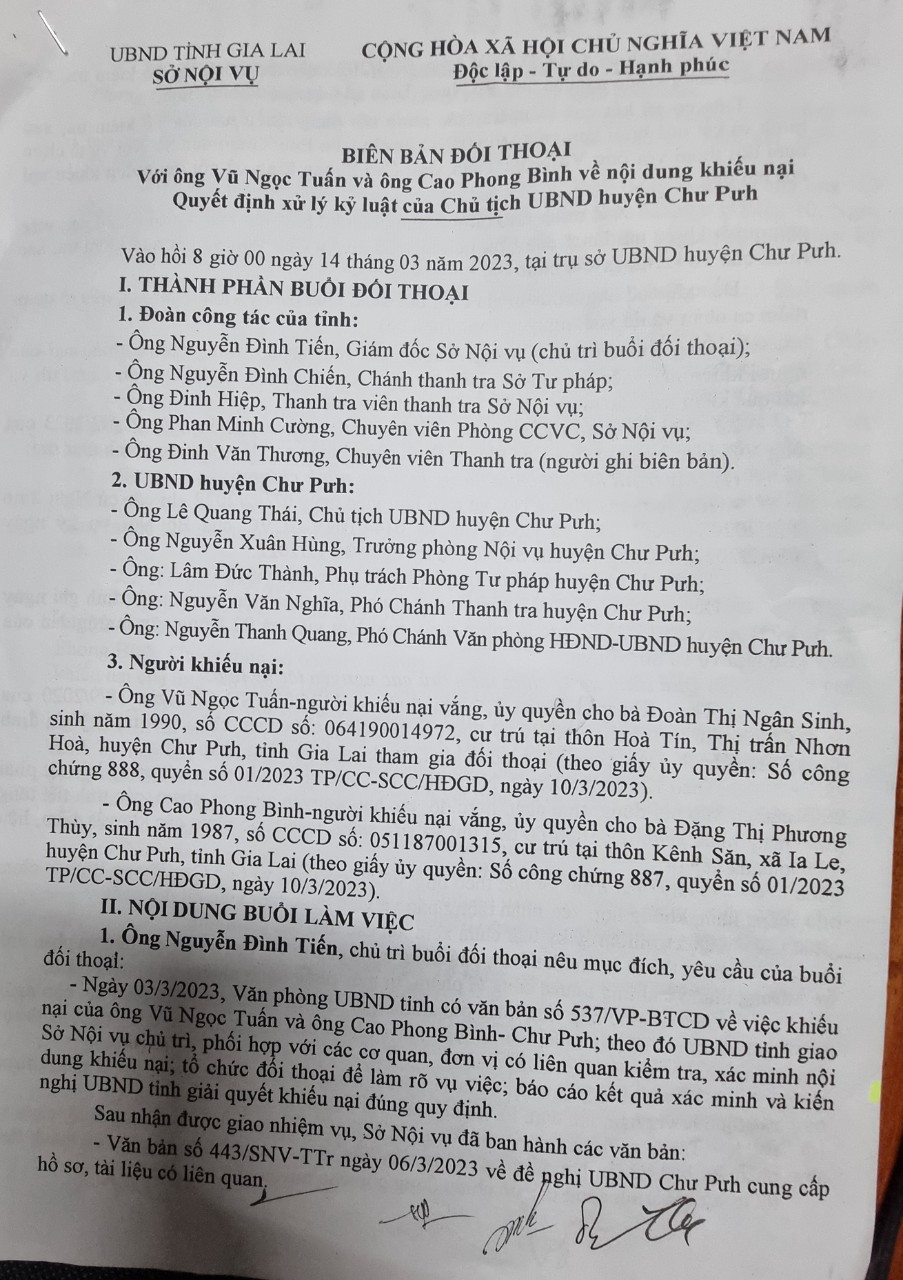 Vu cong chuc bi thoi viec: UBND huyen Chu Puh chua huy quyet dinh.