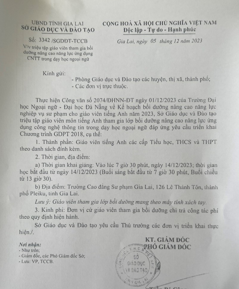 Giao vien bat ngo vi lich boi duong nghiep vu thay doi, So GD&DT Gia Lai noi gi?-Hinh-2