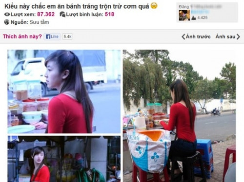 Cách đây khoảng 3 năm, cô gái bán bánh tráng trộn Lưu Hoài Bảo Chi, sinh năm 1994 (TP.Đà Lạt, Lâm Đồng) từng khiến cư dân mạng xôn xao bởi có khuôn mặt xinh như hotgirl. Những hình ảnh về cô gái này liên tục được truyền tay nhau trên mạng xã hội. Ảnh: Người đưa tin.