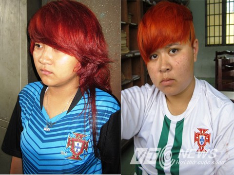 Nguyễn Ngọc Phương Lam (bên trái) và Lại Trần Thanh Thúy bị bắt tại tỉnh Bình Dương. Ảnh VTC.