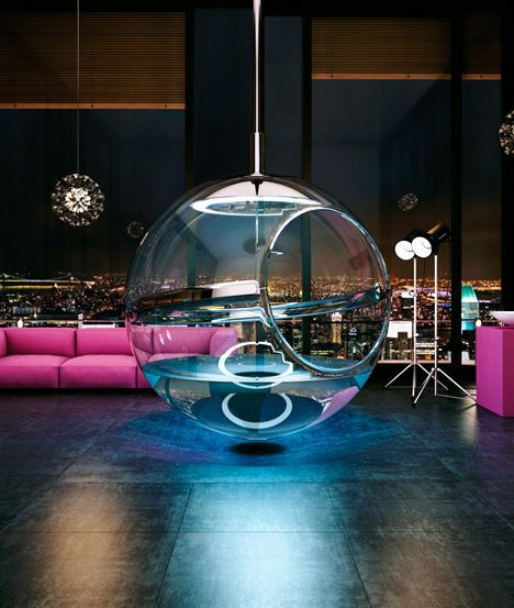 Đây là thiết kế bồn tắm hình cầu trong suốt mê mẩn mọi đối tượng.