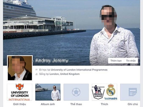Một tài khoản Facebook đối tượng sử dụng để lừa đảo "quý bà" Việt Nam. Ảnh: CAND.