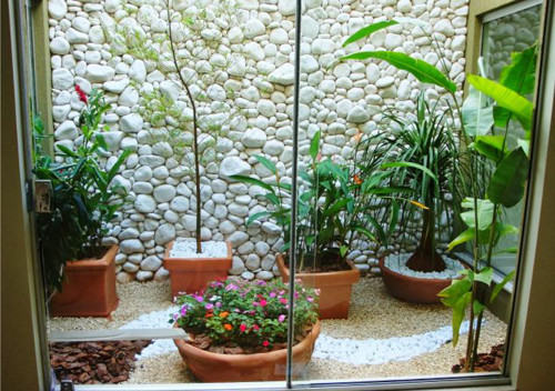 Có những góc thừa, chúng ta có thể đặt nhiều chậu cây cảnh để tạo thành vườn tiểu cảnh.