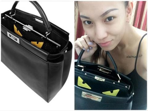 Ngày lễ 20/10/2014, nữ người mẫu Diệu Huyền cũng nhận được món quà là chiếc túi xách hiệu Fendi pekaboo monster trị giá 5.700 USD từ bạn trai quen chưa đầy một năm của mình. Chân dài cho biết, người yêu là người tâm lý và tặng quà khá tinh tế, phù hợp với phong cách của cô. Ảnh: FBCN.