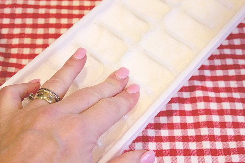 Trước hết, bạn hãy trộn đều tất cả các nguyên liệu trong một chiếc tô lớn rồi đổ hỗn hợp vào khay đá và phơi khô trong ít nhất 24 giờ cho đến khi hỗn hợp trong từng khay đá cứng lại. Ảnh: starpress.