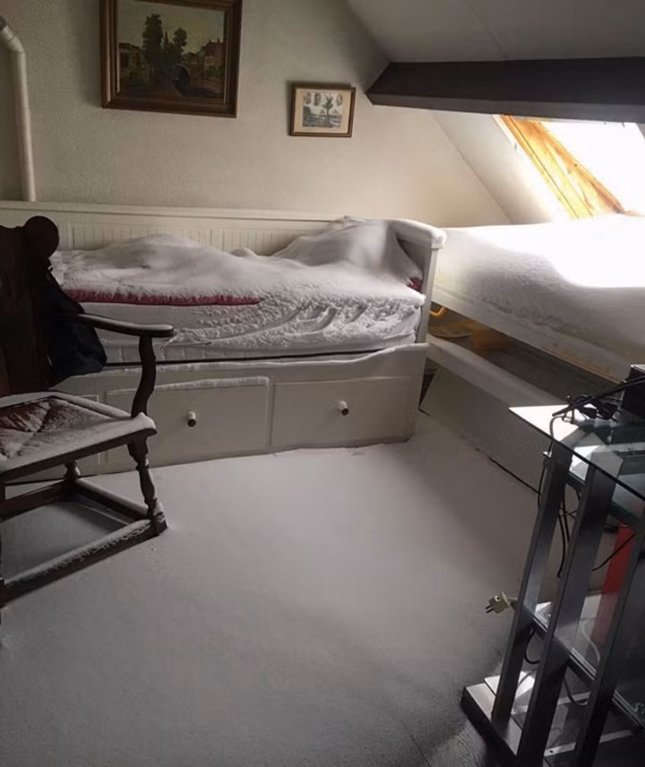 Chỉ một đêm trót quên đóng cửa sổ vào mùa đông và sau đó căn phòng trở nên đóng băng.