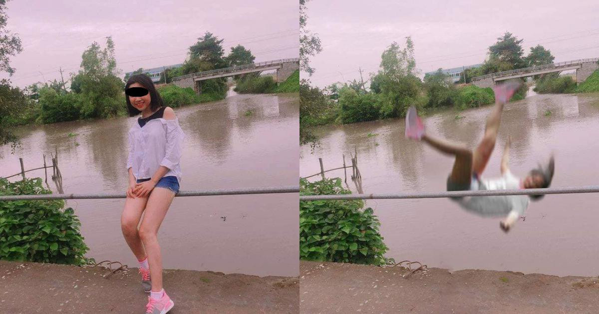 Thật là khổ sở, cũng chỉ muốn có bức ảnh đẹp thôi mà cô gái lại gặp phải tai nạn không ngờ. Ảnh: Tổng hợp