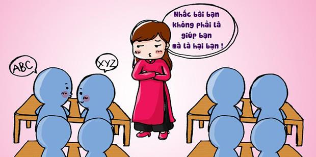 Mỗi khi đến giờ kiểm tra, nghe thấy tiếng trao đổi bài rì rầm phía dưới, giáo viên lại "nhai lại" câu nói "Nhắc bài bạn là hại bạn. Muốn giúp bạn thì phải để cho bạn tự cố gắng", thế nhưng câu nói này hình như chưa bao giờ có tác dụng.