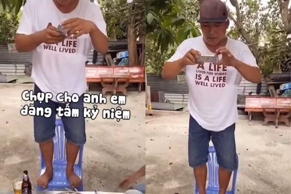 Trước đó, một anh chàng cũng rời vào tình huống mất ăn tương tự cũng chỉ về thích chụp ảnh trước khi ăn. Ảnh: Chụp màn hình TikTok K.T.T