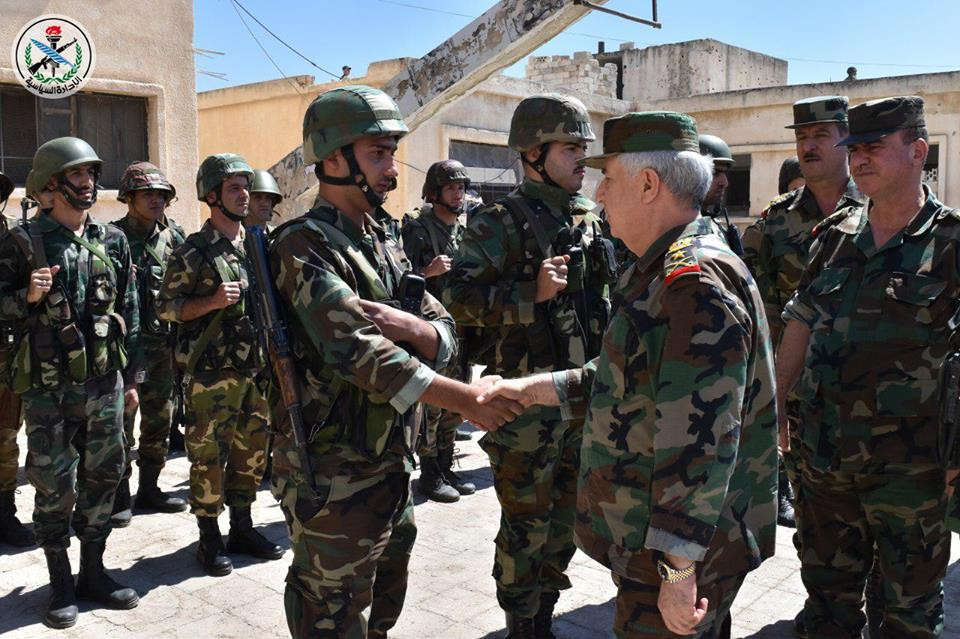 Trong diễn biến khác trên chiến trường Syria, một chỉ huy chiến trường cho biết, Quân đội Syria đã chuẩn bị sẵn sàng cho cuộc tổng tấn công nhằm vào phiến quân tại tỉnh Hama và Idlib. Ảnh: SANA.