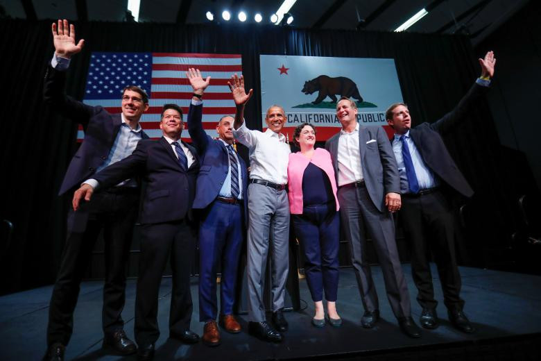 Cựu Tổng thống Mỹ Barack Obama tham gia cuộc vận động cho các ứng viên của Đảng Dân chủ tại Anaheim, bang California ngày 8/9/2018.