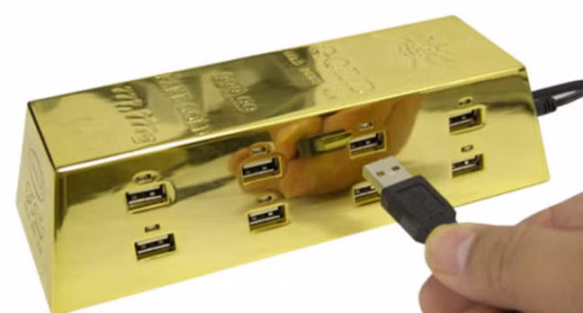 Cục nguồn USB mô phỏng thỏi vàng nguyên khối tuyệt đẹp.