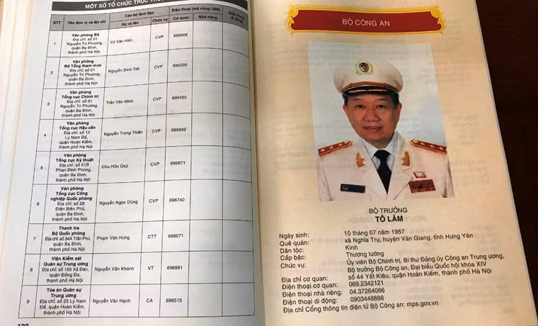 Công bố danh sách, địa chỉ, danh bạ điện thoại được phép công bố của các tổ chức từng Bộ, cơ quan ngang Bộ, cơ quan thuộc Chính phủ; danh sách, địa chỉ, danh bạ điện thoại được phép công bố của Chủ tịch HĐND, các Phó Chủ tịch, Thường trực HĐND cấp Tỉnh và các đại biểu HĐND cấp tỉnh của 63 tỉnh, thành phố trực thuộc Trung ương.