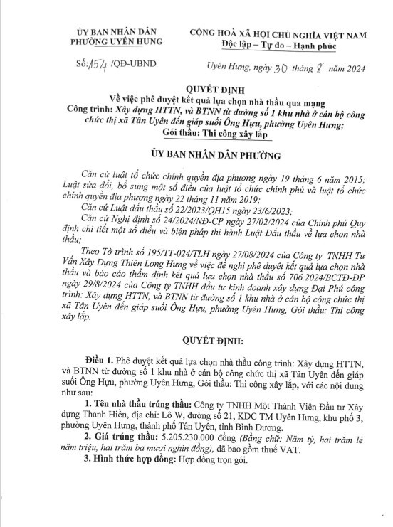 Binh Duong: Duy nhat Cty Thanh Hien du 3 goi thau tai Tan Uyen-Hinh-3