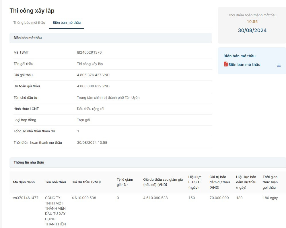 Binh Duong: Duy nhat Cty Thanh Hien du 3 goi thau tai Tan Uyen-Hinh-2