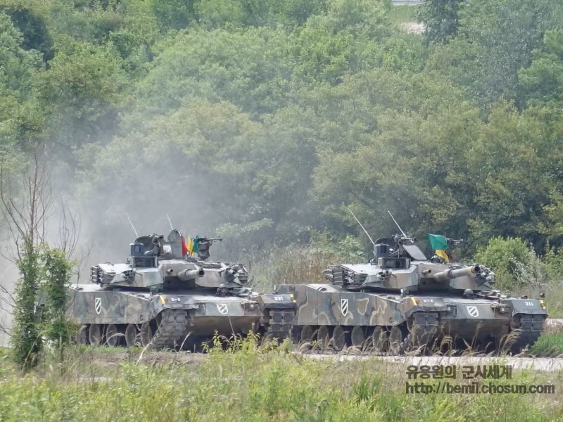 Đội hình xe tăng K1 – “xương sống” xe tăng Quân đội Hàn Quốc tiến công.