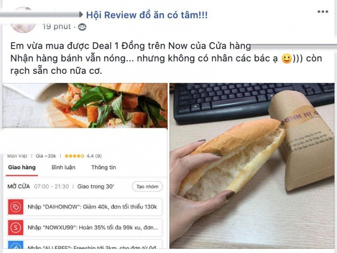 Hí hửng đặt bánh mì nhân dịp hạ giá và cái kết đúng là chỉ được một chiếc bánh mì mà thôi. Ảnh: Facebook