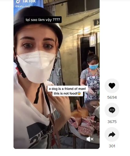 Người mẫu Ukraina - Kateryna Taran Kuptsova đang là nhân vật gây chú ý trên MXH từ đoạn clip TikTok lên án người Việt ăn thịt chó.