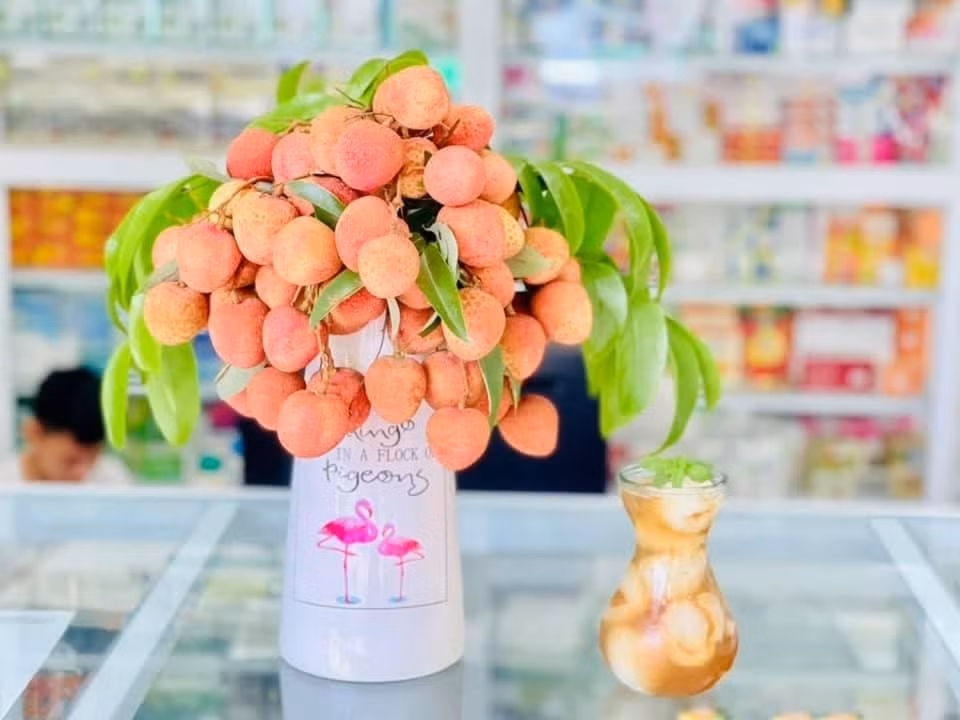 Sau đó, cư dân mạng cũng hưởng ứng khoe nhà mình cũng có bình hoa đa tác dụng bằng vải thiều như vậy. Ảnh: Tú Linh