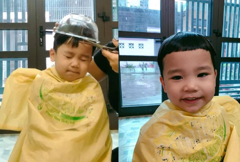 "Cắt tóc bằng tô", bức ảnh gợi nhớ bao ký ức của những 8X, 9X đời đầu.