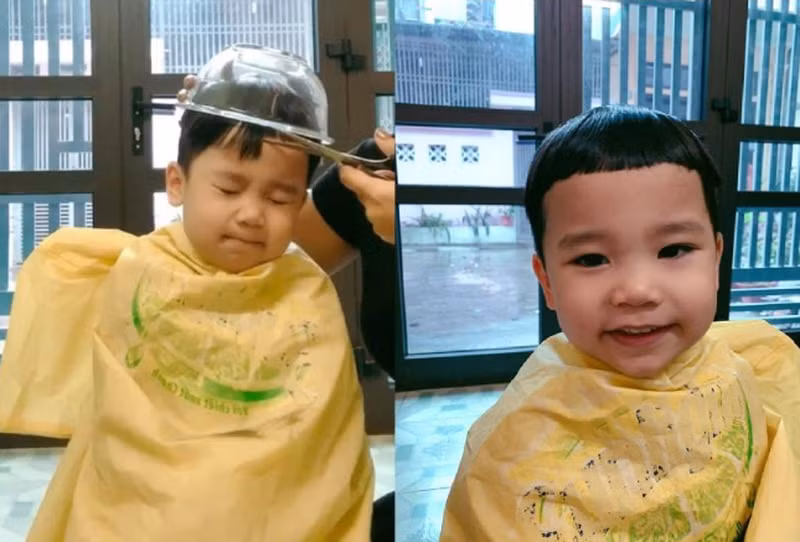 "Cắt tóc bằng tô", bức ảnh gợi nhớ bao ký ức của những 8X, 9X đời đầu.