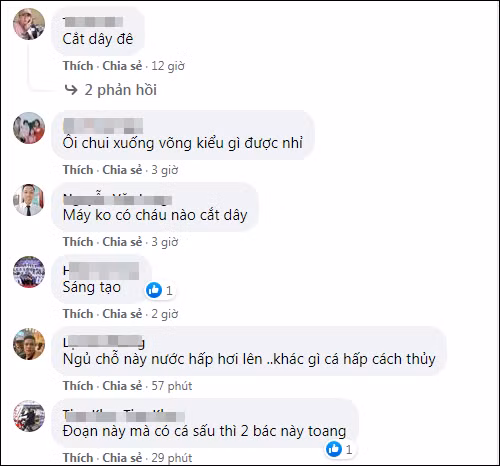 "Làm thế nào để nằm võng mà người không ướt nhỉ?"; "Chui xuống võng kiểu gì được nhỉ";...là những bình luận của netizen về bức ảnh này. Ảnh: Chụp màn hình