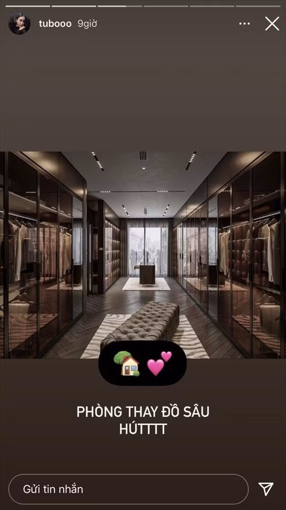 Từ phòng khách, phòng thay đồ, bếp đến cả phòng giải trí đều được cô nàng cho lên sóng, minh chứng độ sang chảnh thuộc hàng thượng thừa.