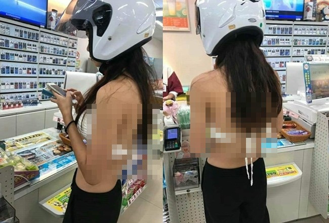 Vô tư mặc áo hở hang ngay giữa siêu thị đông đúc, cô gái trẻ bị cư dân mạng “ném đá” trước đó. Ảnh: Tổng hợp