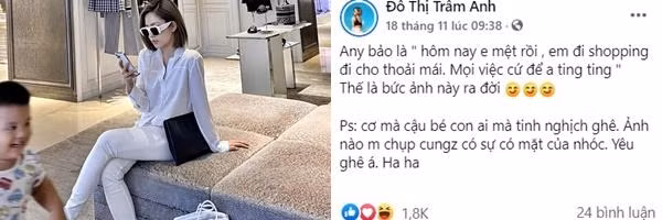 Trước đó, hot girl Trâm Anh cũng đăng tải hình ảnh đi mua sắm của mình kèm dòng trạng thái: ''Anh người yêu bảo hôm nay em mệt rồi, em đi shopping cho thoải mái, mọi việc cứ để anh ting ting''.