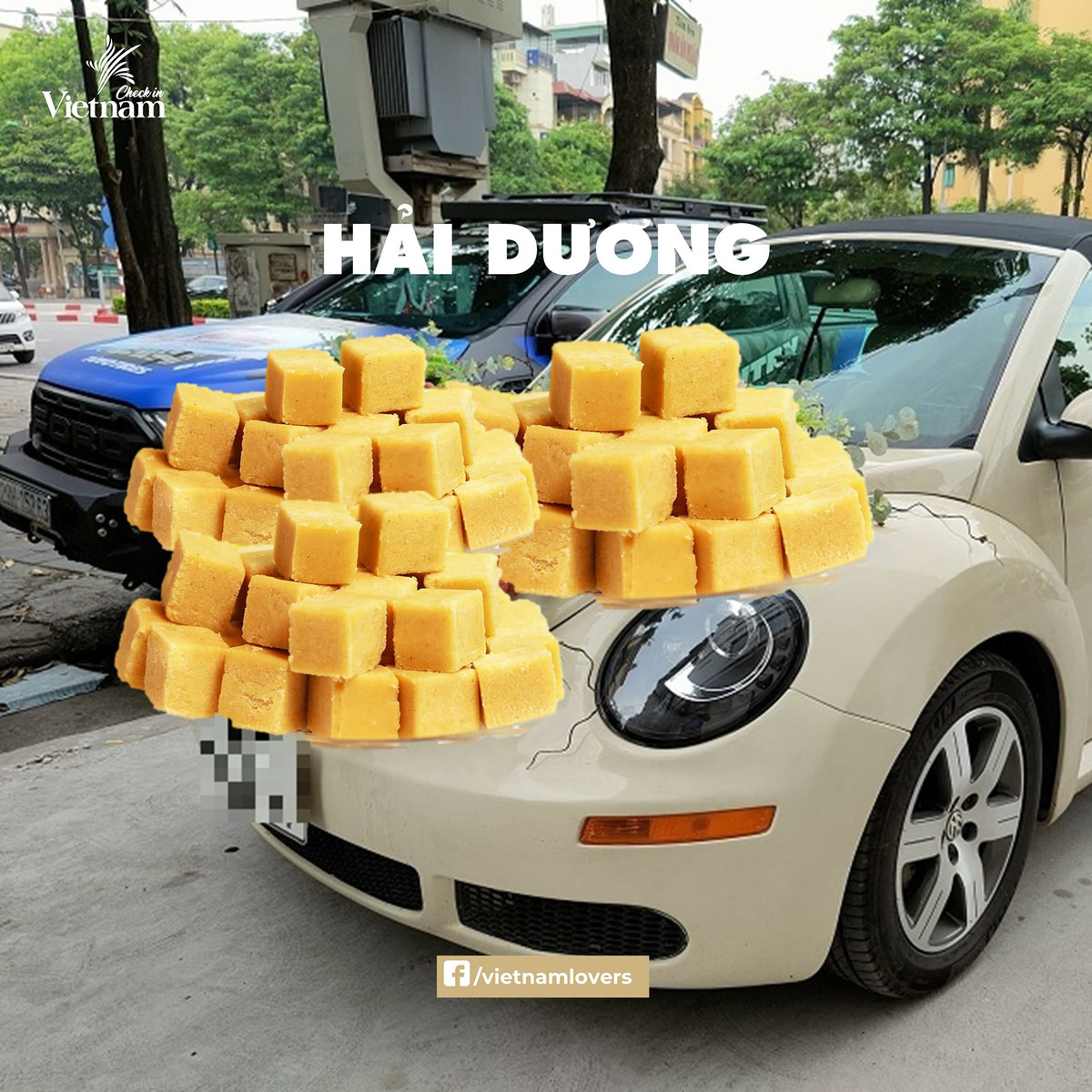 Bánh đậu xanh là là điểm nhận diện của xe dón dâu đến từ Hải Dương. Ảnh: Check in Vietnam