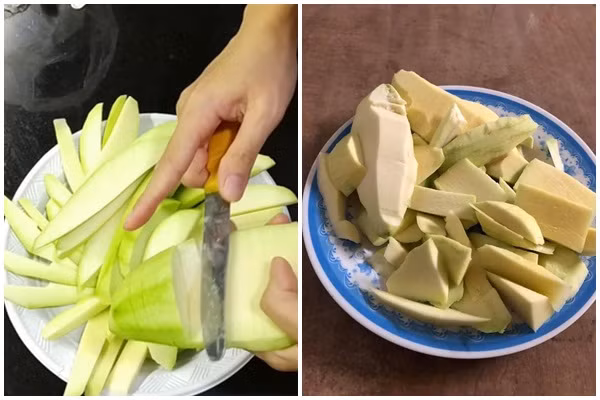 Theo đó, đĩa xoài bị cắt thành từng khúc một cách rất khó hiểu, các miếng vụn nhỏ không hề đẹp mắt tí nào. Với màn thảm họa gọt xoài nhìn một phát cũng biết cô gái này vụng về đến mức nào.