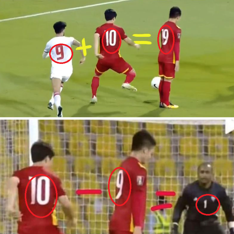 Phép toán lạ lùng khi Hải đứng yên trên sân cỏ. Ảnh: Facebook