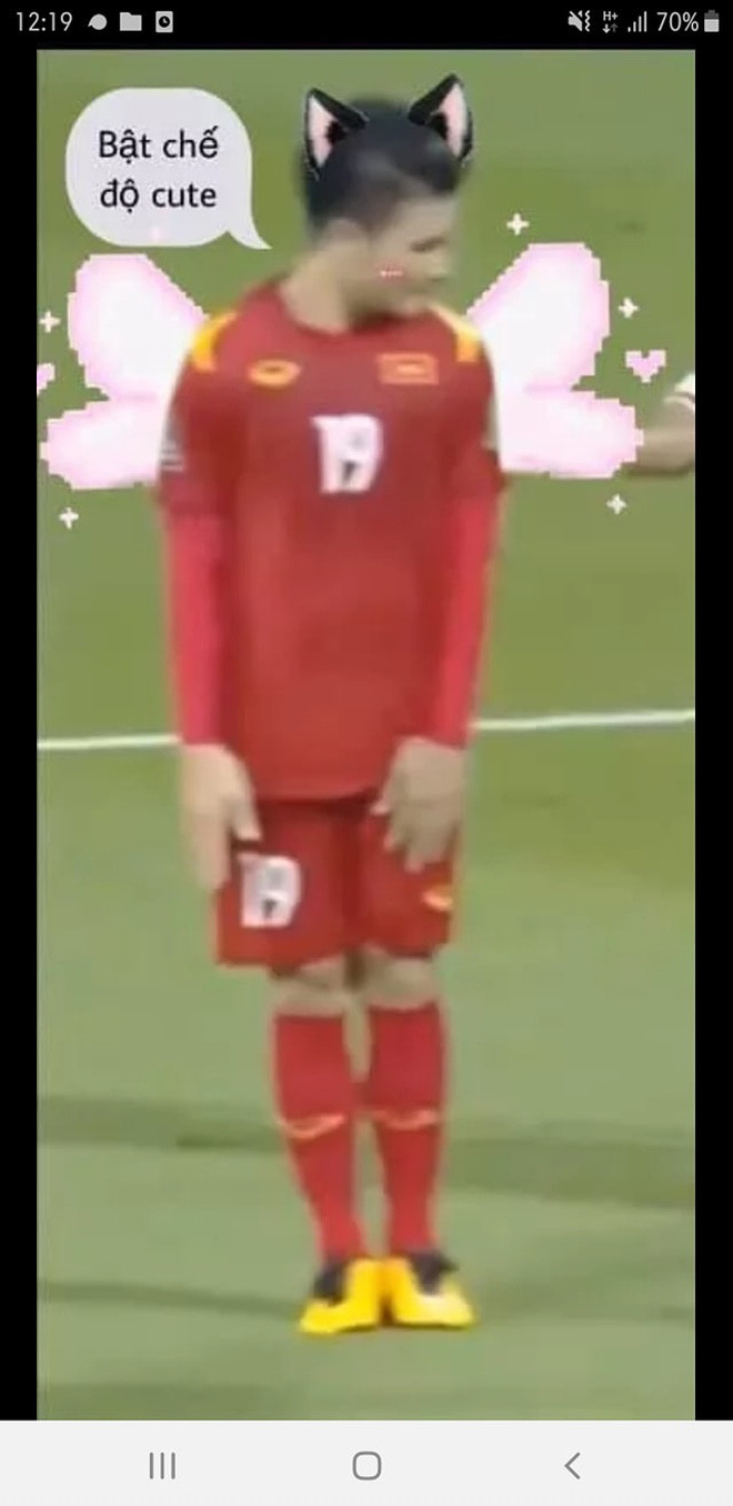 Quang Hải bất ngờ đáng yêu hết nấc trong mắt người hâm mộ. Ảnh: Facebook